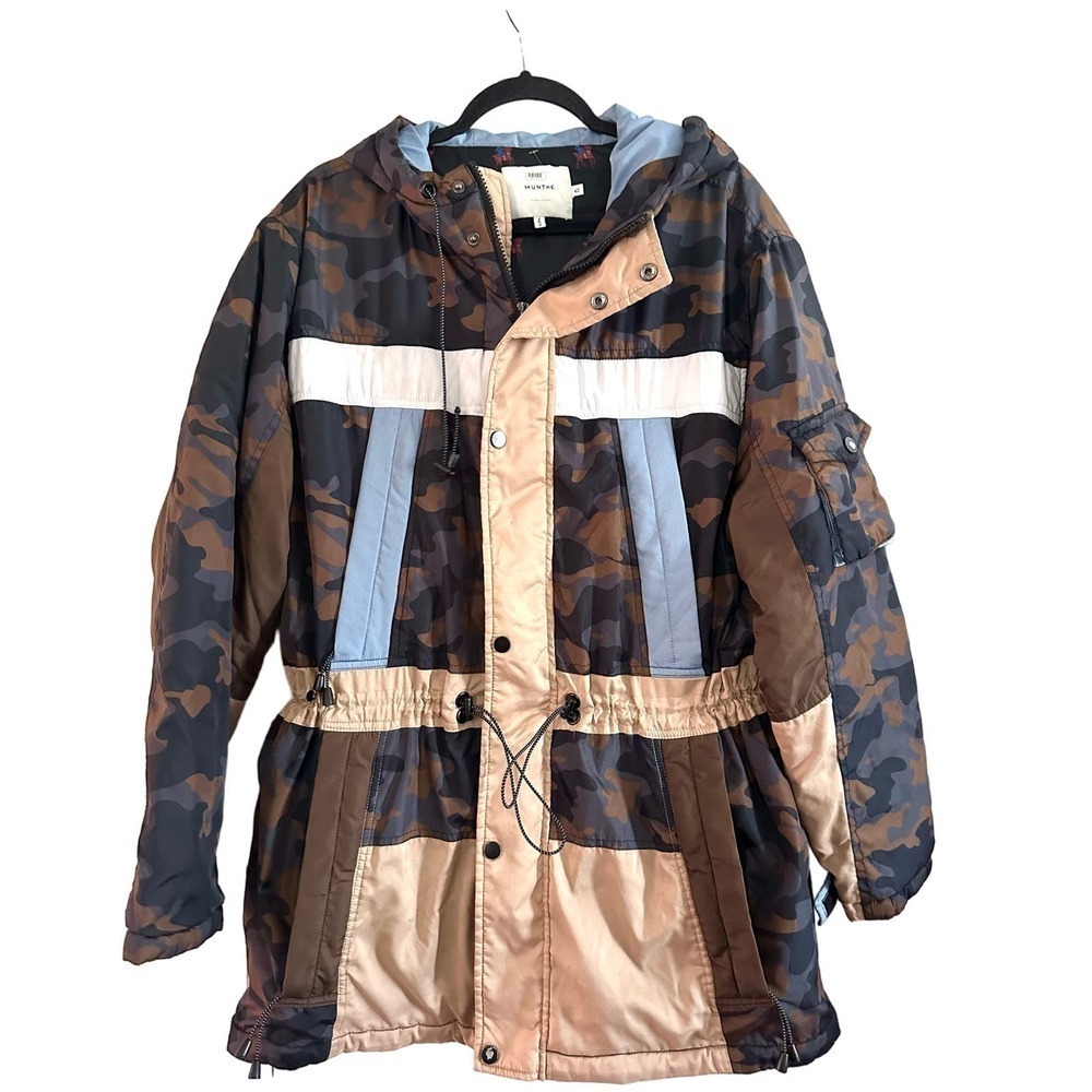 MUNTHE Navigate Camo Puffy Puffer Jacket Coat Hooded -Sz 8/Medium (French Sz 40) - Picture 2 of 7